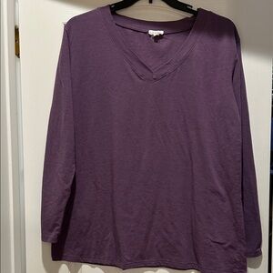 Anna Deep Purple Long Sleeve V-Neck Top